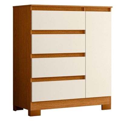 Cômoda Buffet 4 Gavetas Quarto Sala Pés Retrô Luxo Cinamomo Mel Off White
