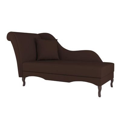 Divã Recamier Chaise Longue Valentina Clássico Com Pés De Madeira Bouclê Marrom - Desk Design
