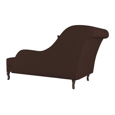 Divã Recamier Chaise Longue Valentina Clássico Com Pés De Madeira Bouclê Marrom - Desk Design