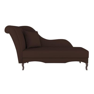 Divã Recamier Chaise Longue Valentina Clássico Com Pés De Madeira Bouclê Marrom - Desk Design