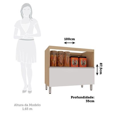Balcão De Cozinha Sem Tampo 1 Porta E 1 Gavetão 100cm Lucian Andorra/branco