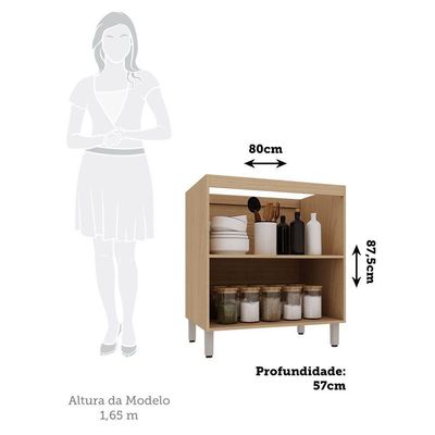 Balcão De Cozinha Sem Tampo 2 Portas 80cm Luciane Essenza Mó Andorra/branco
