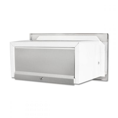 Caixa De Correio Carta F Inox Polido Brilhante Espelhado C Tarja Preta 23 Cm Profundidade