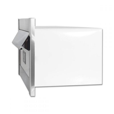 Caixa De Correio Carta F Inox Polido Brilhante Espelhado C Tarja Branca 20 Cm Profundidade