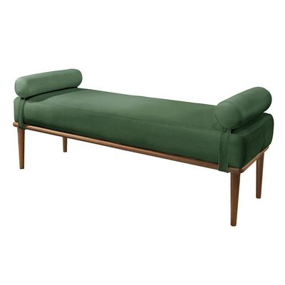 Recamier Banco Berlim Luxo Madeira Maciça Castellar Móbile Veludo Verde Veludo Verde