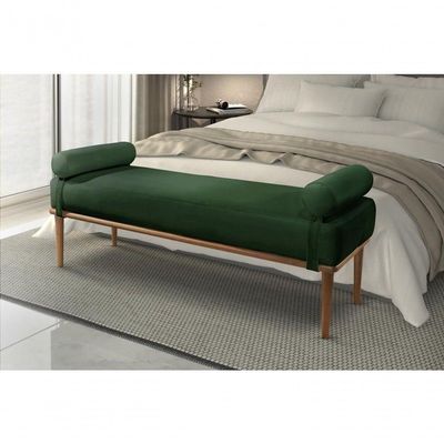 Recamier Banco Berlim Luxo Madeira Maciça Castellar Móbile Veludo Verde Veludo Verde