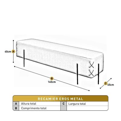 Recamier Banco Eros Luxo Bronze Castellar Móbile Corino Off White Corino Off White