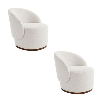Kit 2 Poltronas Decorativa Premium Orgânica Para Recepção E Clinicas Em Bouclê Italiano Off White