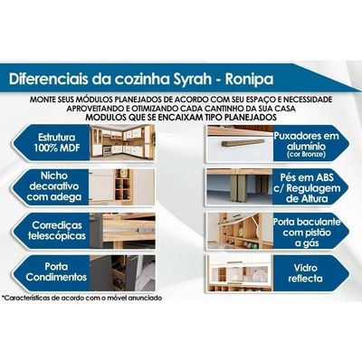 Armário Aéreo Cozinha Modulado Syrah Geladeira C/ 1 Porta Basculante 80cm Amendoa/grafite - Ronipa