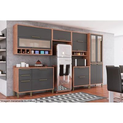 Armário Aéreo Cozinha Modulado Syrah Geladeira C/ 1 Porta Basculante 80cm Amendoa/grafite - Ronipa