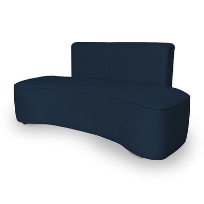 Sofá Feijão Orgânico Curvo 3 Lugar Suede Sala Contemporânea Cor:azul Marinho