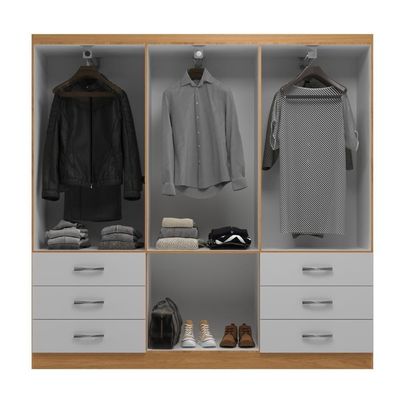 Guarda Roupa New Encante 6 Portas E 6 Gavetas - Branco/Cinnamomo