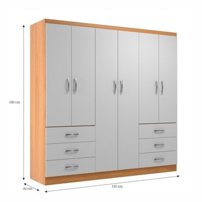 Guarda Roupa New Encante 6 Portas E 6 Gavetas - Branco/Cinnamomo