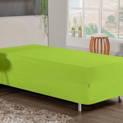 Jogo De Cama Solteiro Nobre 2 Peças Luva De Box 55cm De Altura Malha 100% Algodão - Pistache