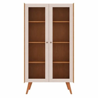 Cristaleira Vértice 2 Portas 3 Prateleiras MDF com Vidro Temperado Branco Laca