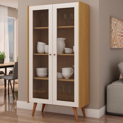Cristaleira Vértice 2 Portas 3 Prateleiras MDF com Vidro Temperado Branco Laca