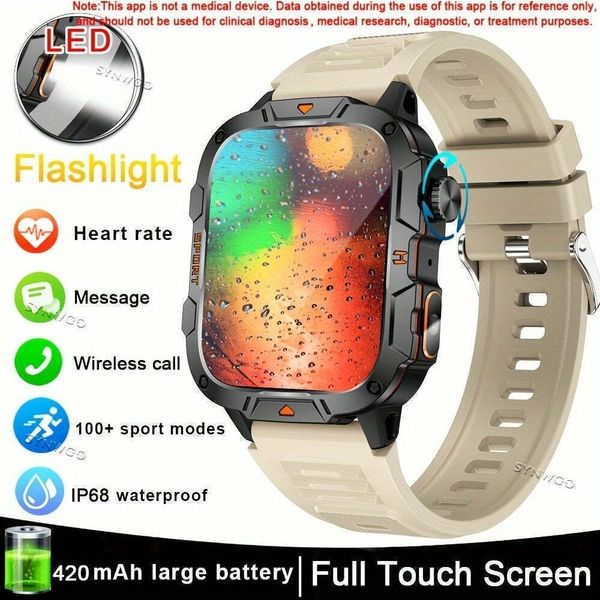 Relógio Inteligente Synwoo Sport Tela IPS+TFT de 4,98 cm Prova d´Água Bege