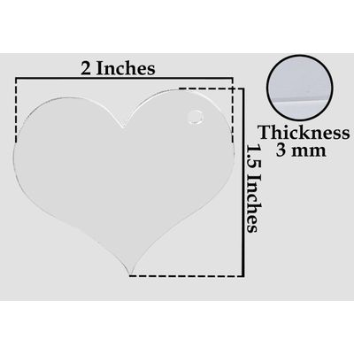 Traceease Ornamento Acrílico Transparente em Forma de Coração 3,8 cm com Furo para Chaveiros e Projetos DIY, Pacote com 25, 3 mm - GH Transparente