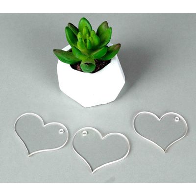 Traceease Ornamento Acrílico Transparente em Forma de Coração 3,8 cm com Furo para Chaveiros e Projetos DIY, Pacote com 25, 3 mm - GH Transparente