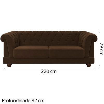 Sofa 3 Lugares 220 Cm Ponteio Veludo Sl 942 Moll Sl 942