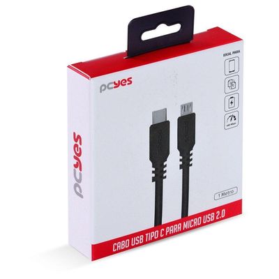 Cabo Para Celular Smartphones Usb Tipo C Para Micro Usb 2.0 1 Metro Preto - Pucmp-1