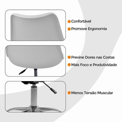 Kit 15 Cadeiras Office Base Cromada Com Rodízio Giratória Saarinen Branco