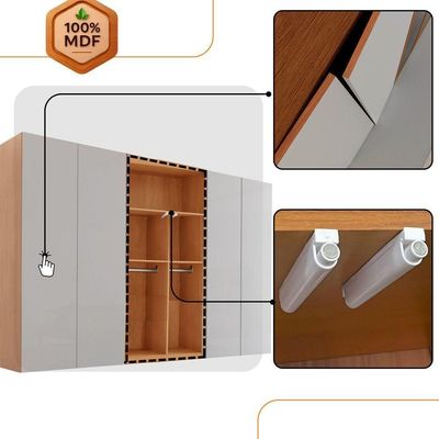 Guarda Roupa Casal Coliseu Gold Mdf Moderna Mobília Naturalle-off White Sem Pés