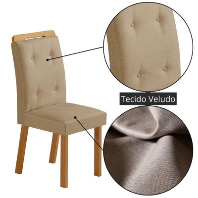 Mesa De Jantar Yasmin 180cm Tampo Mdf Com 6 Cadeiras Carol Turim 07/naturale /off White