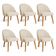 Kit 06 Cadeiras Poltrona De Jantar Luna Suede Bege Pés Palito Castanho - Pallazio