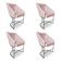 Kit 4 Poltronas Luxo Alana Suede Rosa Bebê Base Ferro Preto - Pallazio