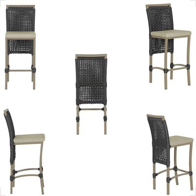 Mesa Bistrô E 2 Banquetas Roma Fendi Corda Estofado 7 Trama Preto