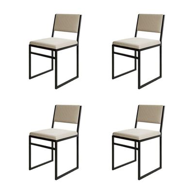 Kit 4 Cadeiras De Jantar Industrial Isa Assento Veludo Bege Para Mesa Sala Cozinha Decor - Bege