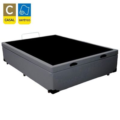 Cama Box Baú Casal Sintético + Colchão De Espuma D33 - Sereneprime - 138cm Cinza