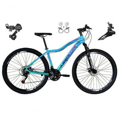 Bicicleta Aro 29 Absolute Hera Feminina 21v Alumínio Câmbios Shimano Freio Hidráulico Azul-Verde 17