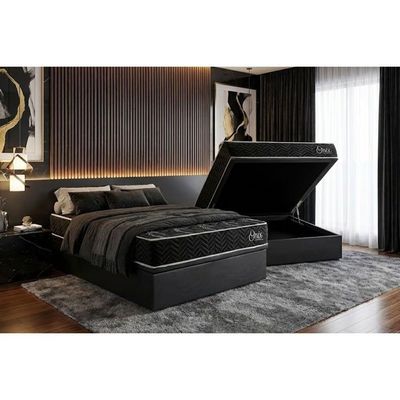 Cama Box Baú Queen + Colchão Anatômico Kappesberg D28 Anatã´mico Onix + Base Crc Corano Gray
