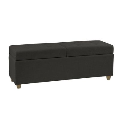 Canto Alemão Recamier Bau + Painel Madri 160cm Linho Preto - Inova Decor