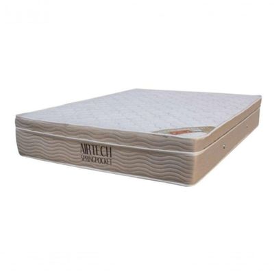 Cama Box Baú Queen Bipartido 158 Suede Bege Com Colchão Ortobom Airtech Spring Pocket D26 Bege 70x158x198
