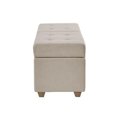 Canto Alemão Recamier Bau + Painel Madri 140cm Linho Bege - Inova Decor