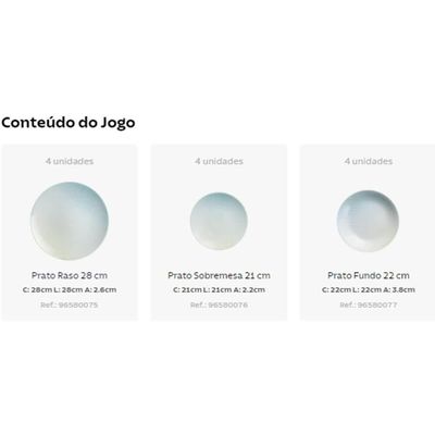 Jogo De Pratos Tramontina Polaris Em Porcelana Decorada 12 Peças - 96589039