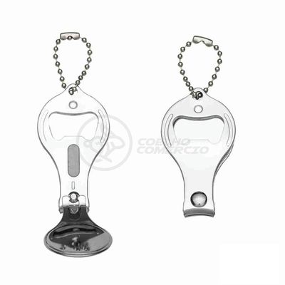 Kit 10 Cortador De Unha Com Lixa Pé Mão Aço Inox Abridor De Garrafa Chaveiro 3 Em 1 Atacado Redondo