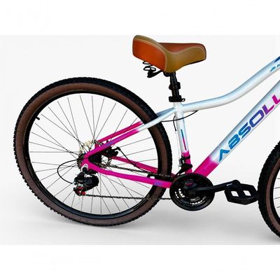 Bicicleta Aro 29 Feminina Absolute Hera Retrô Vintage 21v Confortável Cesta Selim 2 Molas - Branco/rosa Tam 15