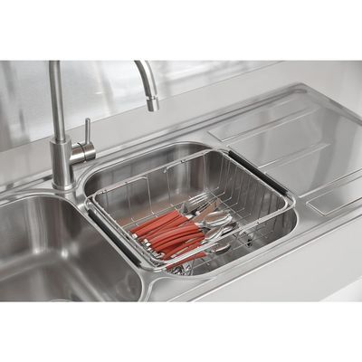 Cesto Aramado Retangular Tramontina em Aço Inox com Alça Regulável para Cubas e Pias
