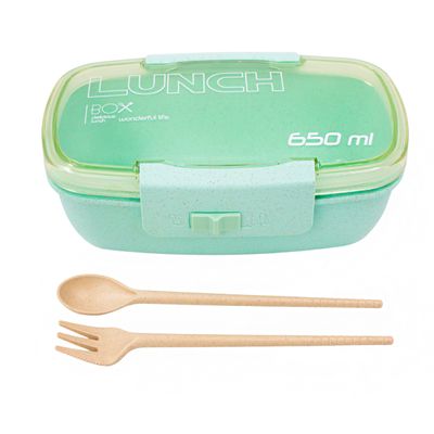 Marmita Pote 650ml Com Tampa Garfo Colher Verde