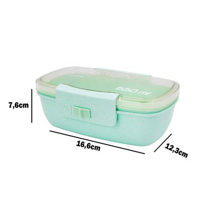 Marmita Pote 650ml Com Tampa Garfo Colher Verde