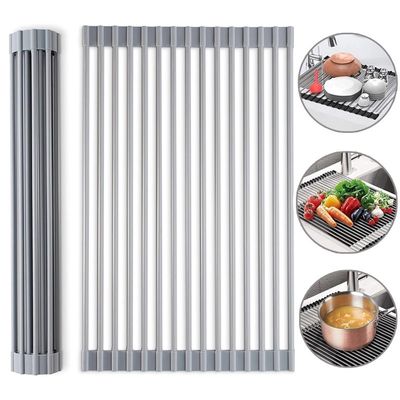 Escorredor de Pia Dobravel Portatil Aço Inox Tamanho:47x35 XG -  Compacto, Portátil e Prático