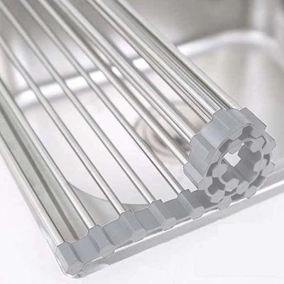 Escorredor de Pia Dobravel Portatil Aço Inox Tamanho:47x35 XG -  Compacto, Portátil e Prático