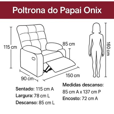 Poltrona Do Papai Reclinável Onix Veludo Marrom Matrix