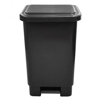 Kit 3 Lixeiras com Tampa Lixeira Retangular 50L Polipropileno Preto