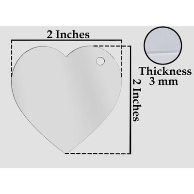Traceease Pingente Acrílico Transparente em Forma de Coração com Furo 5 cm para Chaveiro, Pacote com 25, Espessura 3 mm - BH Transparente