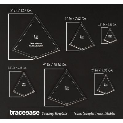 Molde em Formato de Pipa, 6 Peças para Colcha/Apliqué/Patchwork, Tamanhos 3,8/5,1/6,4/7,6/10,2/12,7 cm, Espessura 0,3 cm - Traceease Amarelo